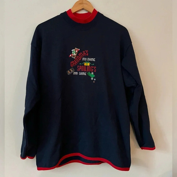 Vintage MC Energy Sportswear Double  Collar Crewneck Grandma Sweater XL - Picture 1 of 4